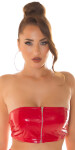 Sexy Koucla Latex look bandeau top with zip red L