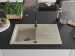 MEXEN/S MEXEN/S - Cesar granitový drez 1 s odkvapkávačom 775 x 470 mm, béžová, + čierny sifón 6514771010-69-B