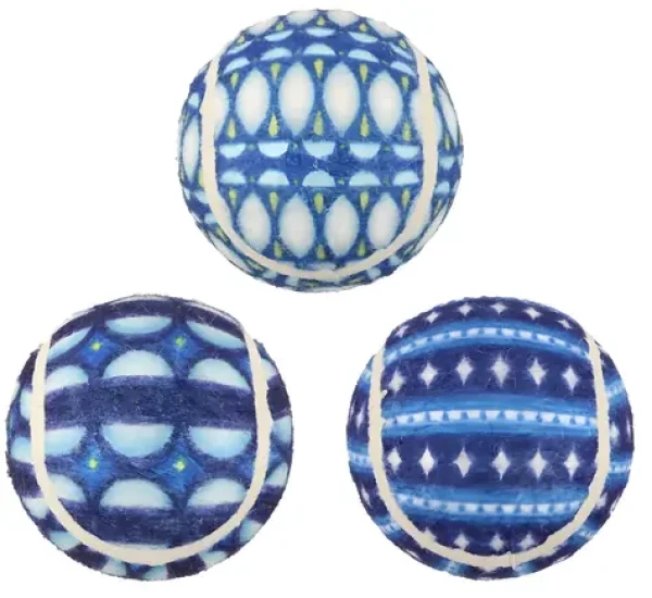 Huhubamboo Vianočné tenisáky 3ks modré / Hračka pre psov / Tenisová loptička / 6,3 cm (357028)