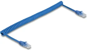 DeLock / Sieťový kábel / RJ45 Cat.6 UTP / špirálový / 0,8 m / modrý (90362)