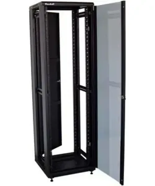 Xtendlan 42U/600x600 čierna / Stojanový rozvádzač / 19" / 600x600 mm / Sklenené dvere / Plný chrbát (ECO-42U-66-BLACK-S)