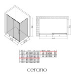 CERANO - Sprchovací kút Lantono - ľavá - 8 mm - Soft-Close - čierna matná, mliečne sklo - 140x70 - posuvný CER-665275