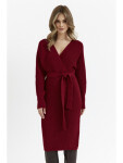 M810 Svetrové šaty s výstrihom do V - bordové EU UNI