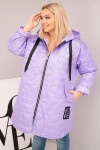 Dámska prešívaná bunda s kapucňou a HOPE svetlo fialová UNI