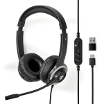 Nedis PC slúchadlá čierna / Slúchadlá / Na uši / Skladací mikrofón / USB-C / USB-A (CHSTU310BK)