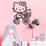 Veselá Stena Samolepka Mačička Hello Kitty Farba: modrá, Veľkosť: 60 x 49 cm