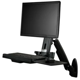 StarTech Nástenný sit-stand držiak monitora čierna / Nástenný držiak monitora / VESA 75x100 / nosnosť 8 kg / rotácia 360° (WALLSTS1)