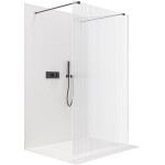 CERANO - Sprchová zástena Walk-in Onyx Duo Ľ/P - 8 mm - hranatá vzpera - čierna matná, ryhované sklo - 80x200 CER-8050BD1915