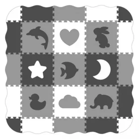 ECOTOYS Penové puzzle Zvieratá a tvary čierna-biela SX s okrajmi / od 3 rokov (ECOEVA007)