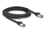 DeLock 80242 čierna / Sieťový kábel / RJ-45 Cat.6a U/FTP / 3 m / vnútorný plášť z nerez ocele (80242)