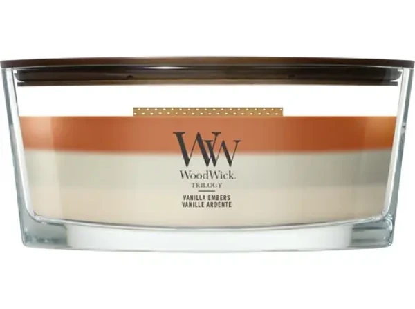 Woodwick Trilogy Vanilla Embers sviečka loď (5038581185187)