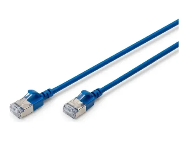 Digitus Cat6A Slim modrá / Patch kabel / F/FTP / LSZH / 0,5 m / PoE+ (DK-1632-A-005S-B)