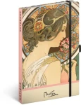 NOTIQUE Notes Alfons Mucha - Maxana, bodkovaný, 13 x 21 cm (A-34392)