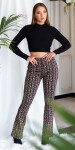 Sexy Highwaist flared pants with print pink L/XL