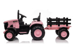 Mamido Mamido Detský elektrický traktor s vlečkou 12V 7Ah EVA kolesá ECO koža ružový