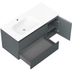 MEXEN/S - Orio kúpeľňová skrinka 100 cm s umývadlom Vela ľavá, 2S, 1D, grafit mat/biela mat 91A13-10047-3-BBFFF66-W23L01