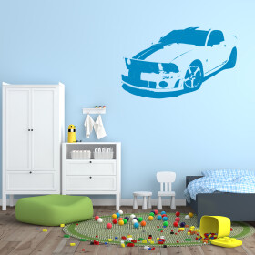 Veselá Stena Samolepka Auto Mustang Farba: modrá, Veľkosť: 80 x 50 cm