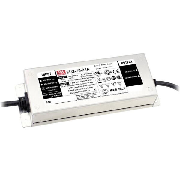 MEAN WELL LED Treiber LED driver konštantné napätie, konštantný prúd 76.8 W 1.6 A 48 V/DC montáž na nehorľavom povrchu, schválenie nábytku, outdoorový, PFC; ELG-75-48DA-3Y