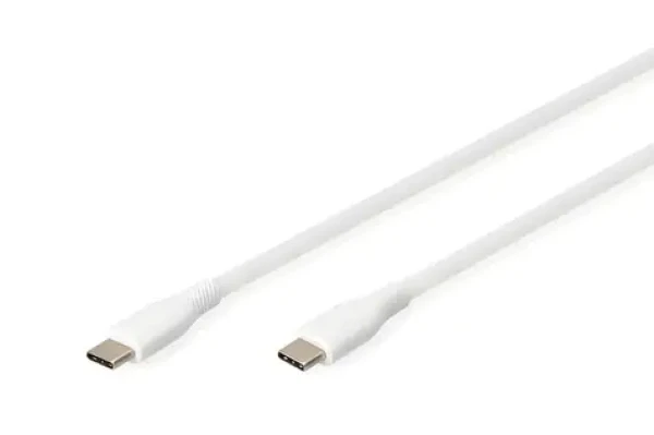 Digitus USB-C kábel biela / Dátový kábel / silikónový / USB 2.0 / PD 60W / 0,5 m (AK-300341-005-W)