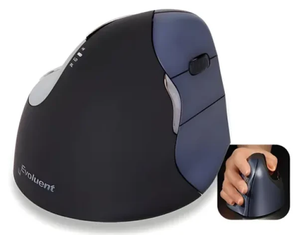 Evoluent VerticalMouse 4 Right Hand čierna/modrá / Ergonomická bezdrôtová myš / 2.4GHz / pre pravákov (BNEEVR4W)