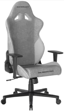 DXRacer GLADIATOR Herná stolička šedo-biela látková / 125-134 cm / látka / 130 kg / Podrúčky (1052840)