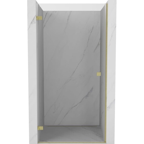 MEXEN/S - Lunar-B sprchové dvere krídlové ľavé 85, transparent, zlatá kartáčovaná 832-085-000-55-00-L