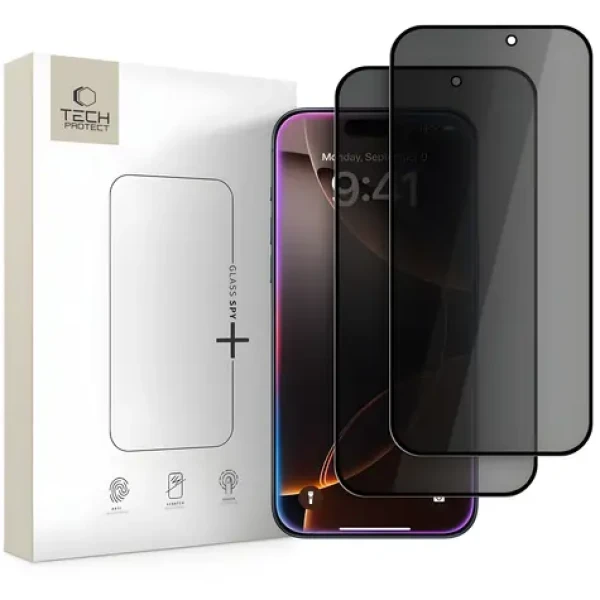 Tech-Protect Glass Spy+ / Tvrdené sklo / Privacy / Apple iPhone 16 Pro/17/17 Pro / 2 ks