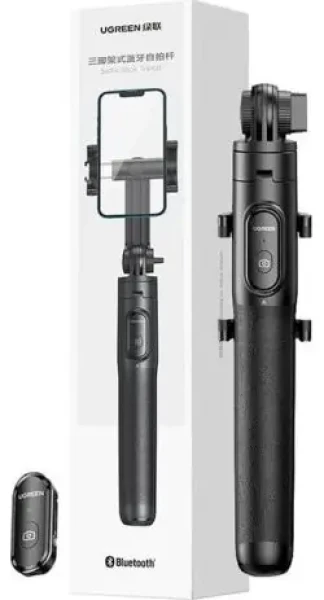Ugreen selfie tyč s Bluetooth spúšťa čierna / Selfie tyč / Bluetooth diaľková spúšť / 360° otočná / do 7,2" (15062)