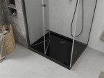 MEXEN/S - Lima sprchovací kút zalamovacie dvere 80 x 100, transparent, čierny + Flat čierna vanička so sifónom 856-080-100-70-00-4070B