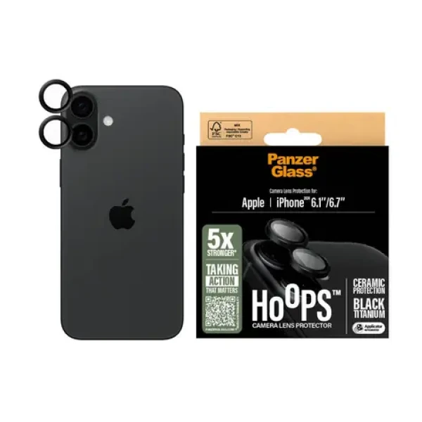 PanzerGlass Hoops Ceramic Apple iPhone 16/16 PLUS ochranné krúžky pre šošovky fotoaparátu - čierny Titan (1281)