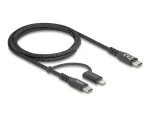 DeLock USB-C - USB-C/Lightning čierna / Kábel / 2v1 / MFi / USB PD 60W / 1 m (81170)
