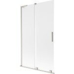 MEXEN/S - Velar L dvojkrídlová posuvná vaňová zástena 110 x 150, dekor, nikel kartáčovaný 896-110-003-31-97