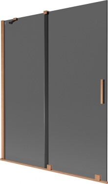 MEXEN/S - Velár dvojkrídlová posuvná vaňová zástena 140 x 150, grafit, meď kartáčovaná 896-140-000-41-65