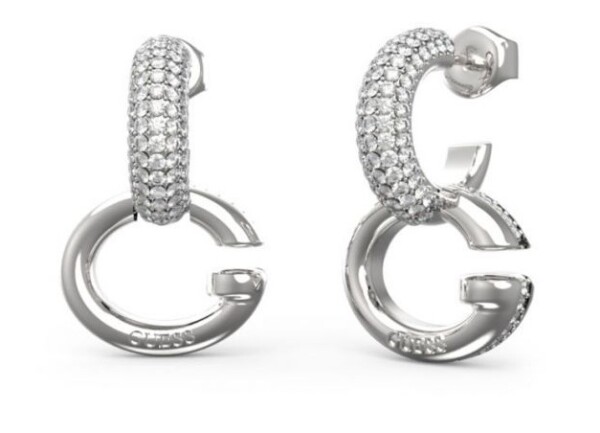 Guess Fashion kruhové náušnice s kryštálmi Oh My G JUBE04521JWRHT/U