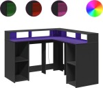 VidaXL Biurko z podświetleniem LED, čierne, 130x130x91 cm