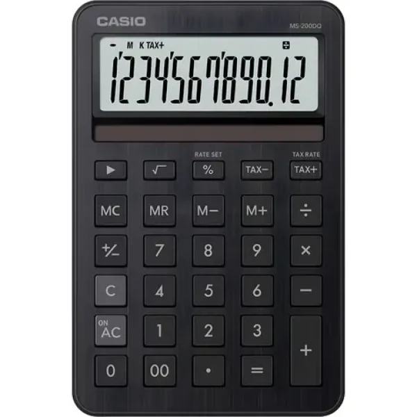 Casio MS-200DQ-BK čierna / Stolová kalkulačka / 12miestny displej / DPH a marža (MS-200DQ-BK)