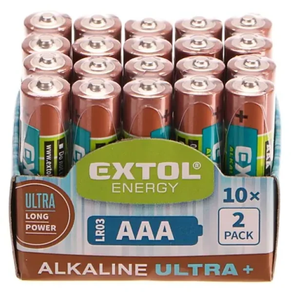 Extol- Energy Batérie alkalické ULTRA+ 1.5V AAA (LR03) 20ks (EX42012)