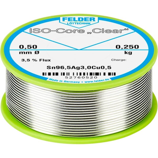 Felder ISO-Core Clear SAC305 spájkovací cín cievka Sn96,5Ag3Cu0,5 0.250 kg 0.5 mm; 52760520