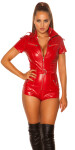 Sexy KouCla Leatherlook Jumpsuit with Zips red