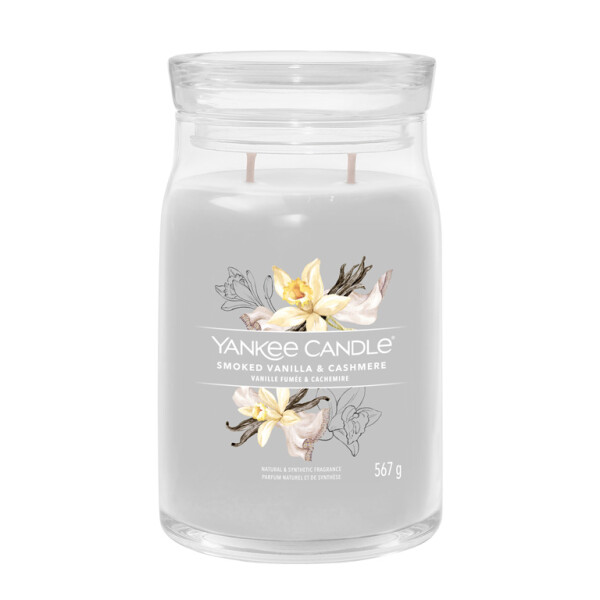 Yankee Candle Signature Smoked Vanilla amp; Cashmere veľký pohár 567g / doba horenia až: 90h (5038581129341)