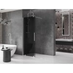 MEXEN/S - Velar Sprchová zástena posuvná Walk-in 140 x 200, grafit 8 mm, chróm 871-140-000-43-01