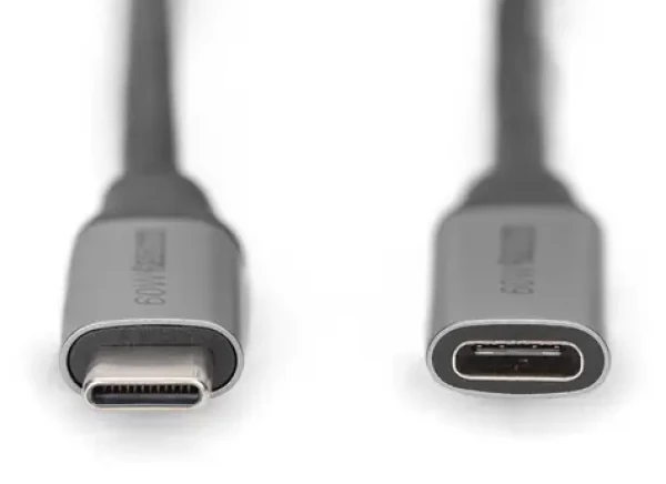 Digitus USB-C predlžovací kábel / Predlžovací kábel / USB-C (M) - USB-C (F) / USB 3.2 Gen1 / PD 60W / 4K 60Hz / 1 m (DB-300230-010-S)