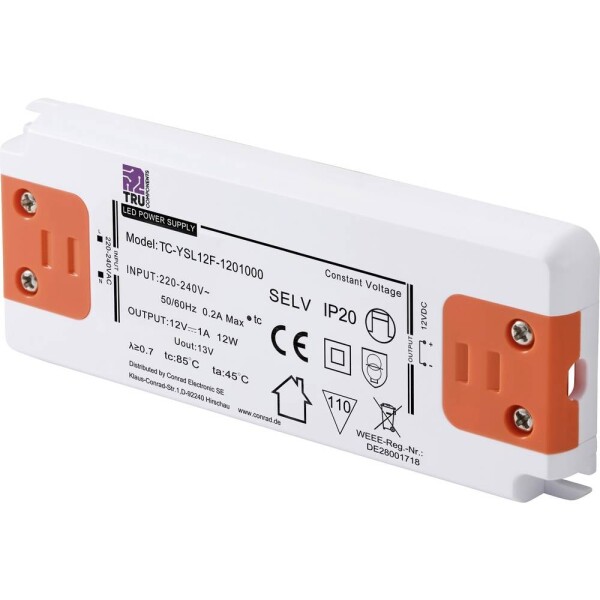TRU COMPONENTS TC-YSL12F-1201000 napájací zdroj pre LED konštantné napätie 12 W 1.0 A 12 V/DC schválenie nábytku, prepätia, montáž na nehorľavom povrchu; TC-13492676
