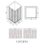 CERANO - Sprchovací kút Volpe Duo Ľ/P - 6 mm - čierna matná, transparentné sklo - 90x70x190 - zalamovacia CER-480151