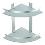 MSV TABARCA / Nástenná rohová polička / 2 poschodia / hliník, sklo / 24 cm