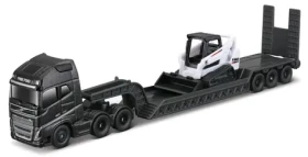 Maisto Mini pracovné stroje - Sada ťahača Volvo FH16 s prívesom + Bobcat T590