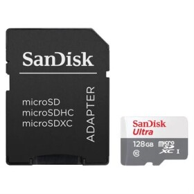 SanDisk Ultra microSDXC 128GB + adaptér / Class 10 / UHS-I U1 / 100MB / s / vhodné pre Full HD (SDSQUNR-128G-GN3MA)