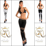 Sexy KouCla LetherLook-Pants with applications CAPPUCCINO L