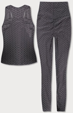 Dámsky športový set - top a legíny YW88037-2 Tmavo šedá - J.STYLE L tmavě šedá