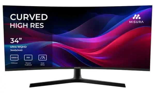 34" Misura P23EG34RWA01 čierna / Monitor / zakrivený VA / 3440×1440 / 1ms / 4000:1 / 400 cd/m2 / HDMI+DP / Repro (P23EG34RWA01)